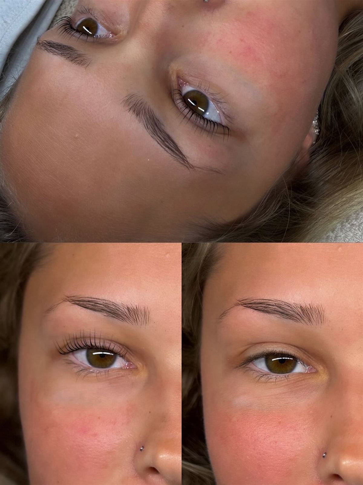 Före och efter lashlift och browlift